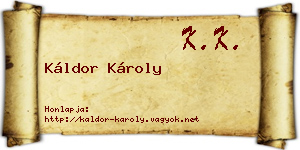 Káldor Károly névjegykártya
