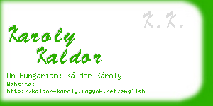 karoly kaldor business card