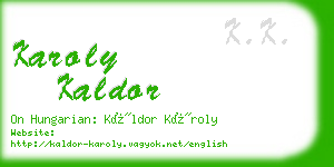 karoly kaldor business card